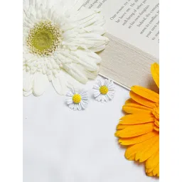 Joker & Witch White & Yellow Vacation Vibe Merry Colour Pop Floral Stud Earrings-picture-39