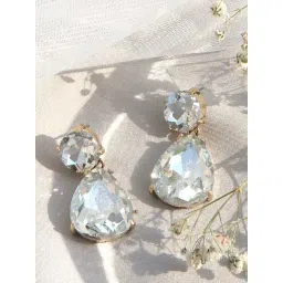 Joker & Witch White Rhinestone- Blingy, Colored Stones Glam Up Crystal Drop Earrings-picture-17