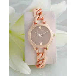JOKER & WITCH Women Brown Dial & Rose Gold Toned Bracelet Style Analogue Watch AMWW627-picture-15