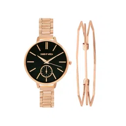 JOKER & WITCH Women Rose Gold-Toned & Black Watch & Bracelet Gift Set-JWBS359-picture-23
