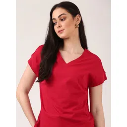 Jolene.club Cherry V-Neck Cotton Regular Fit T-shirt-picture-41