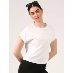 Jolene.club White Round Neck Cotton Boxy T-shirt-picture-18