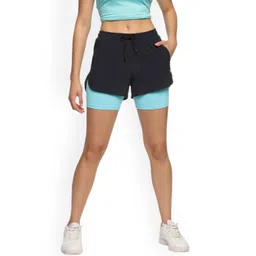 JOLGER Women Skinny Fit Shorts With Inner Compression Tights-picture-6