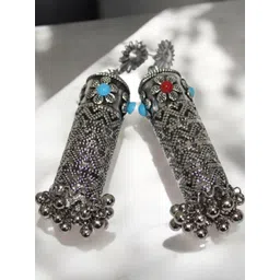 Jolly Faces Artificial Stones Studded Contemporary Shaped Drop Earrings image 1