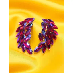 Jolly Faces Artificial Stones Studded Feather Shaped Studs-picture-24