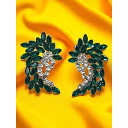 Jolly Faces Artificial Stones Studded Leaf Studs-picture-23