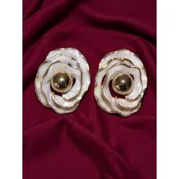 Jolly Faces Gold Plated Artificial Stones Studded Floral Shaped Studs-picture-31