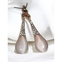 Jolly Faces Rose Gold-Plated Artificial Stones Studded Teardrop Shaped Drop Earrings-picture-38