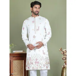 Jompers Abstract Printed Embroidered Chikankari Mandarin Collar Straight Kurta-picture-41