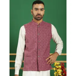 Jompers Embroidered Mandarin Collar Nehru Jackets-picture-20