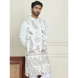 Jompers Ethnic Motifs Embroidered Mandarin Collar Thread Work Straight Kurtas-picture-16