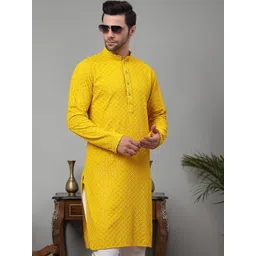 Jompers Floral Embroidered Chikankari Mandarin Collar Straight Kurta-picture-37