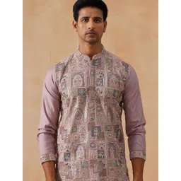 Jompers Floral Embroidered Mandarin Collar Chikankari Straight Kurta-picture-28