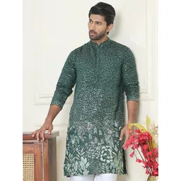Jompers Floral Embroidered Mandarin Collar Sequinned Straight Kurta-picture-16
