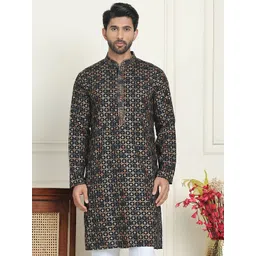 Jompers Floral Embroidered Mandarin Collar Sequinned Straight Kurta-picture-22