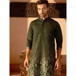 Jompers Floral Embroidered Mandarin Collar Sequinned Straight Kurta-picture-25