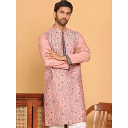 Jompers Floral Embroidered Mandarin Collar Sequinned Straight Kurtas-picture-33