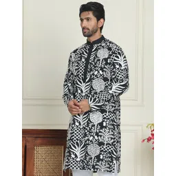 Jompers Floral Embroidered Mandarin Collar Silk Thread Work Straight Kurta-picture-34