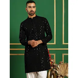 Jompers Floral Embroidered Mandarin Collar Straight Kurta image 1