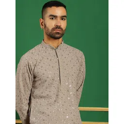 Jompers Floral Embroidered Mandarin Collar Straight Kurta image 5