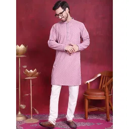 Jompers Floral Embroidered Sequinned Chikankari Pure Cotton Kurta image 4