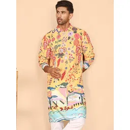 Jompers Floral Printed Mandarin Collar Cotton Straight Kurta-picture-18