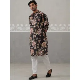Jompers Floral Printed Mandarin Collar Kurta With Trousers-picture-23
