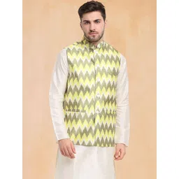 Jompers Floral Printed Mandarin Collar Nehru Jacket-picture-14