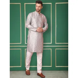 Jompers Geometric Embroidered Mandarin Collar Long Sleeves Kurta-picture-15