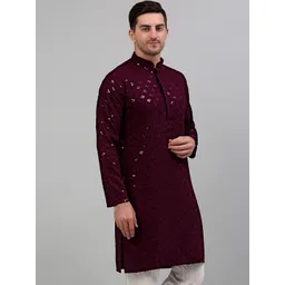 Jompers Geometric Embroidered Mandarin Collar Sequined Kurta-picture-22