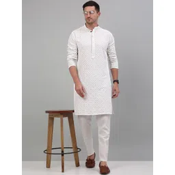 Jompers Geometric Embroidered Mandarin Collar Sequined Kurta-picture-17