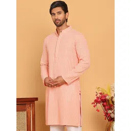 Jompers Geometric Embroidered Mandarin Collar Sequinned Straight Kurta-picture-21