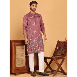 Jompers Men Animal Embroidered Regular Thread Work Kurta with Pyjamas-picture-28