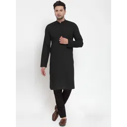 Jompers Men Black Solid Kurta with Churidar-picture-31