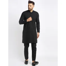 Jompers Men Black Solid Kurta with Pyjamas-picture-30