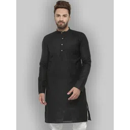 Jompers Men Black Solid Straight Kurta-picture-19