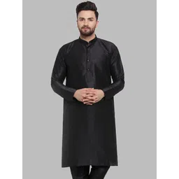 Jompers Men Black Solid Straight Kurta-picture-10