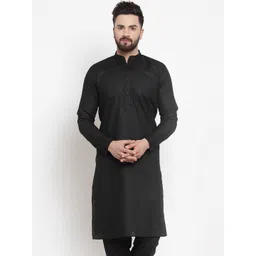 Jompers Men Black Solid Straight Kurta-picture-16