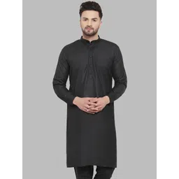 Jompers Men Black Solid Straight Kurta image 1