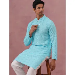 Jompers Men Embellished Sequinned Floral Kurta-picture-32