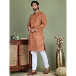 Jompers Men Embroidered Regular Chikankari Pure Cotton Kurta with Pyjamas-picture-41