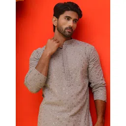 Jompers Men Embroidered Regular Chikankari Pure Cotton Kurta with Pyjamas-picture-40