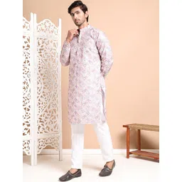 Jompers Men Embroidered Regular Sequinned Kurta with Pyjamas-picture-38