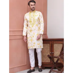 Jompers Men Embroidered Regular Sequinned Kurta with Pyjamas-picture-37