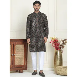 Jompers Men Embroidered Regular Sequinned Kurta with Pyjamas-picture-31