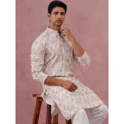 Jompers Men Embroidered Regular Sequinned Kurta with Trousers-picture-25