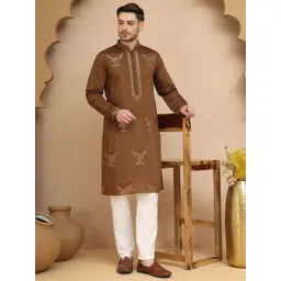 Jompers Men Embroidered Regular Thread Work Kurta with Pyjamas-picture-38