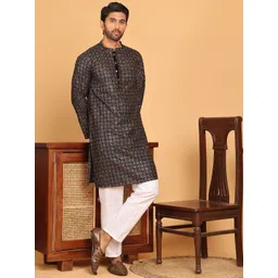 Jompers Men Embroidered Sequinned Kurta with Pyjamas-picture-27