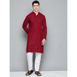 Jompers Men Embroidered Sequinned Pure Cotton Kurta with Pyjamas-picture-20