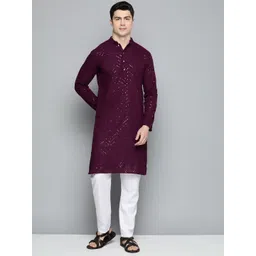 Jompers Men Embroidered Sequinned Pure Cotton Kurta with Pyjamas-picture-21
